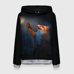 Толстовка-худи женская Лиса и огонек, цвет: 3D-меланж
