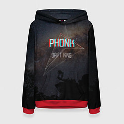 Толстовка-худи женская PHONK Drift King фонк дрифт, цвет: 3D-красный