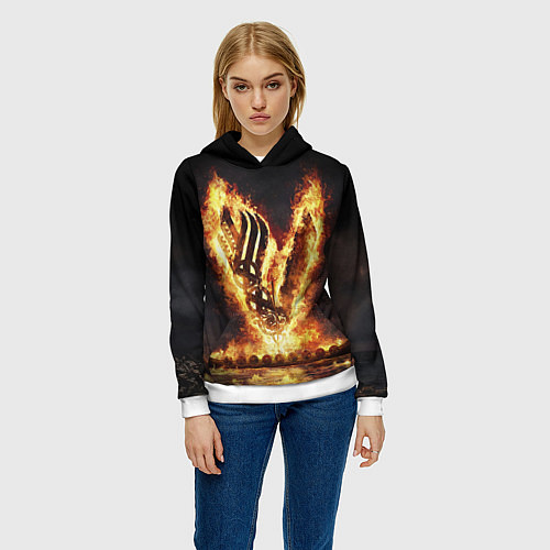 Женская толстовка ВИКИНГИ VIKINGS V / 3D-Белый – фото 3