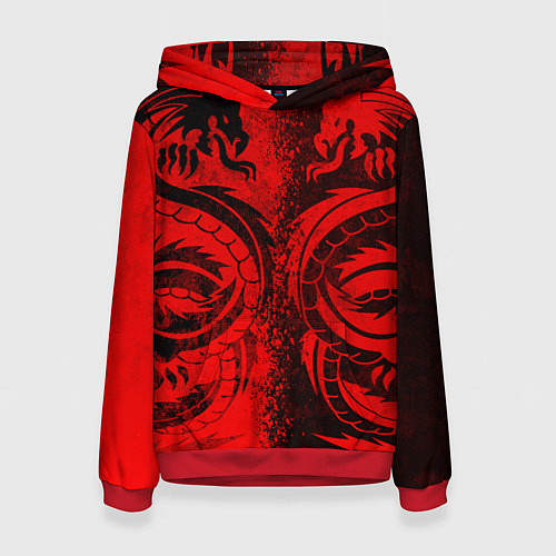 Женская толстовка BLACK RED DRAGONS TATOO / 3D-Красный – фото 1