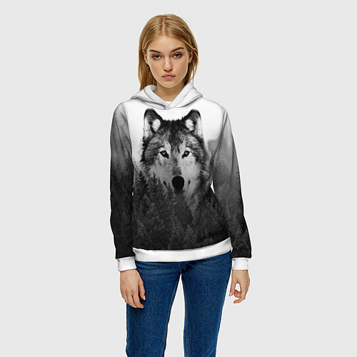 Женская толстовка Волк / 3D-Белый – фото 3