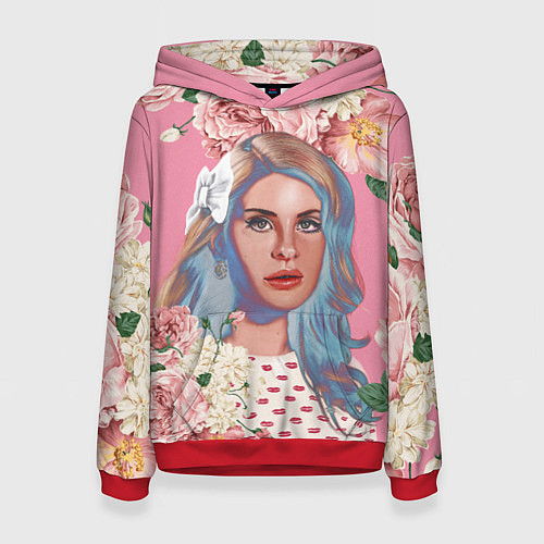 Женская толстовка Лана дел рей в цветах / 3D-Красный – фото 1