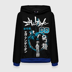 Толстовка-худи женская Евангелион, EVA 00, цвет: 3D-синий