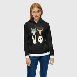 Толстовка-худи женская Выдающиеся звери Минимализм, цвет: 3D-белый — фото 2