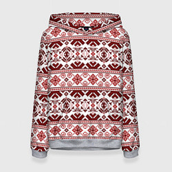 Толстовка-худи женская Русские народные узоры, цвет: 3D-меланж