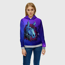Толстовка-худи женская Retrowave Neon Horse, цвет: 3D-меланж — фото 2