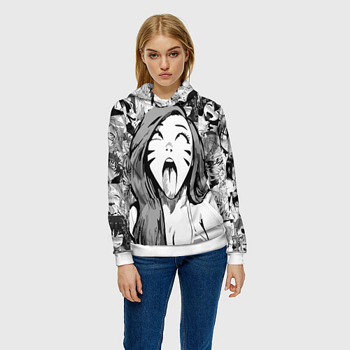 Женская толстовка Belle Delphine Ahegao / 3D-Белый – фото 3