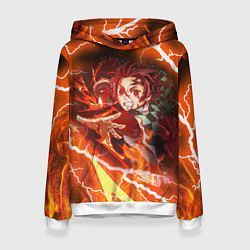 Толстовка-худи женская КЛИНОК РАССЕКАЮЩИЙ ДЕМОНОВ, цвет: 3D-белый