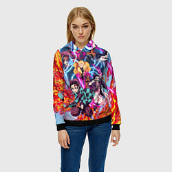 Толстовка-худи женская КЛИНОК РАССЕКАЮЩИЙ ДЕМОНОВ, цвет: 3D-черный — фото 2