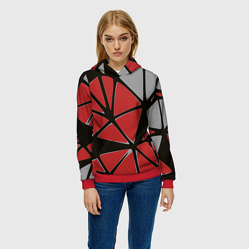 Женская толстовка Треугольники / 3D-Красный – фото 3
