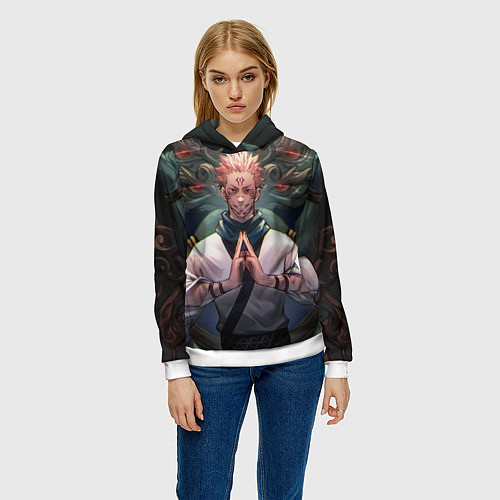 Женская толстовка МАГИЧЕСКАЯ БИТВА SUKUNA / 3D-Белый – фото 3