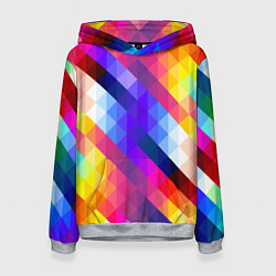 Толстовка-худи женская Пиксельная радуга, цвет: 3D-меланж