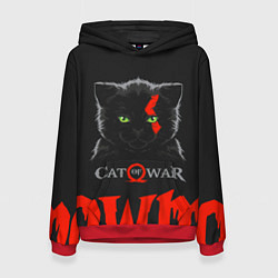 Толстовка-худи женская Cat of war, цвет: 3D-красный