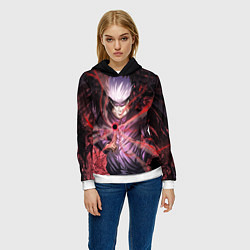 Толстовка-худи женская Магическая битва, цвет: 3D-белый — фото 2