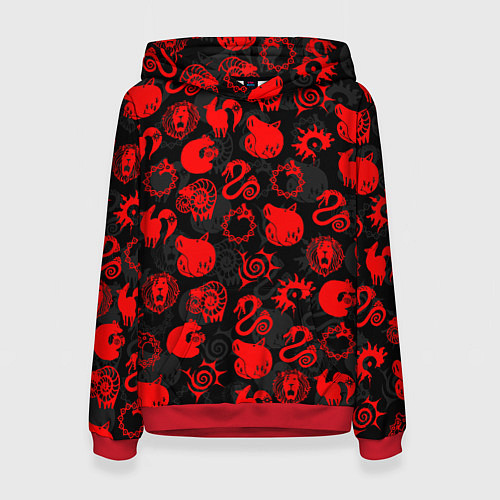 Женская толстовка СИМВОЛЫ ГРЕХОВ 7 DEADLY SINS / 3D-Красный – фото 1