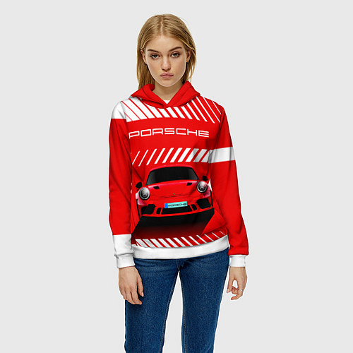 Женская толстовка PORSCHE ПОРШЕ RED STYLE / 3D-Белый – фото 3