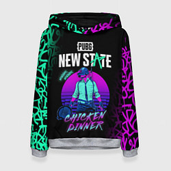 Толстовка-худи женская PUBG NEW STATE ПАБГ НЕОН, цвет: 3D-меланж
