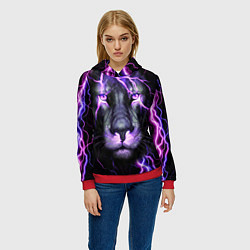 Толстовка-худи женская НЕОНОВЫЙ ЛЕВ NEON LION, цвет: 3D-красный — фото 2