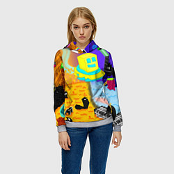 Толстовка-худи женская Geometry Dash: RobTop Z, цвет: 3D-меланж — фото 2