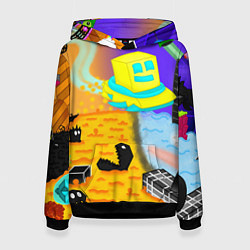 Толстовка-худи женская Geometry Dash: RobTop Z, цвет: 3D-черный