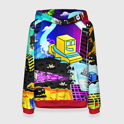 Толстовка-худи женская Geometry Dash: Art, цвет: 3D-красный