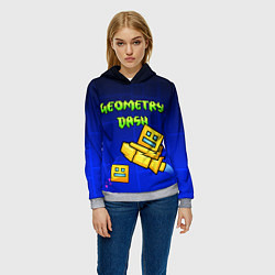 Толстовка-худи женская Geometry Dash, цвет: 3D-меланж — фото 2