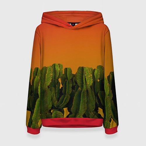 Женская толстовка Кактусы на закате / 3D-Красный – фото 1