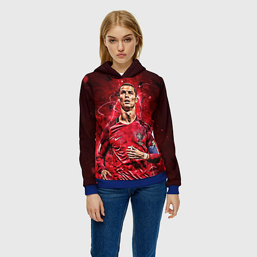 Женская толстовка Cristiano Ronaldo Portugal / 3D-Синий – фото 3