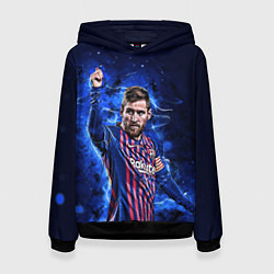 Толстовка-худи женская Lionel Messi Barcelona 10, цвет: 3D-черный