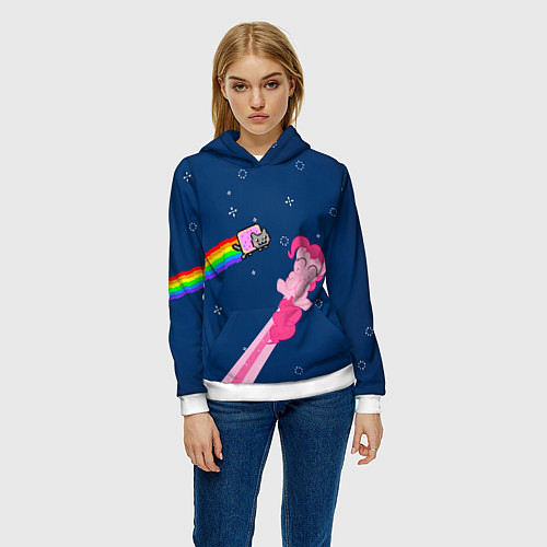 Женская толстовка Nyan cat x Pony / 3D-Белый – фото 3