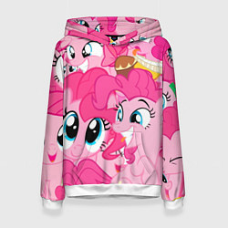 Толстовка-худи женская Pinkie Pie pattern, цвет: 3D-белый