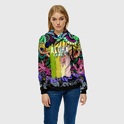 Толстовка-худи женская АЛОХА ГАВАЙИ ALOHA HAWAII, цвет: 3D-черный — фото 2