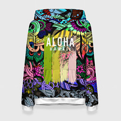 Толстовка-худи женская АЛОХА ГАВАЙИ ALOHA HAWAII, цвет: 3D-белый