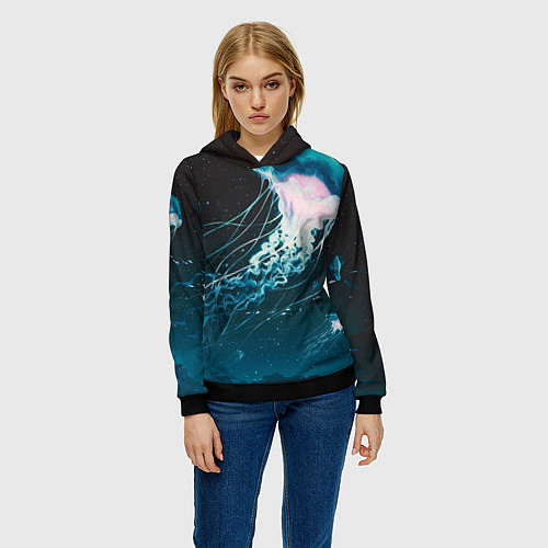Женская толстовка Рисунок медуза / 3D-Черный – фото 3