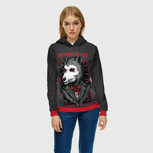 Женская толстовка Psycho beast / 3D-Красный – фото 3