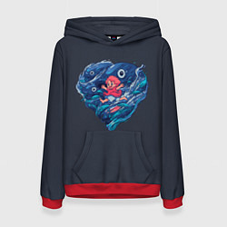 Толстовка-худи женская Ocean heart Totoro, цвет: 3D-красный