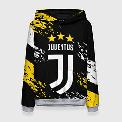 Толстовка-худи женская JUVENTUS ЮВЕНТУС КРАСКА, цвет: 3D-меланж