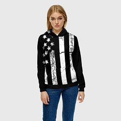 Толстовка-худи женская ЗВЕЗДНО-ПОЛОСАТЫЙ, цвет: 3D-черный — фото 2