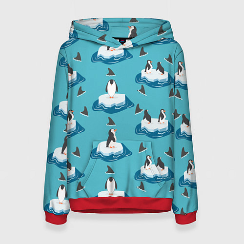 Женская толстовка Пингвины / 3D-Красный – фото 1