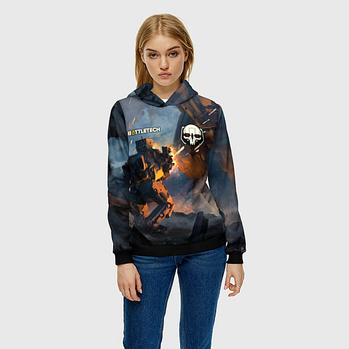 Женская толстовка Battletech warrior / 3D-Черный – фото 3