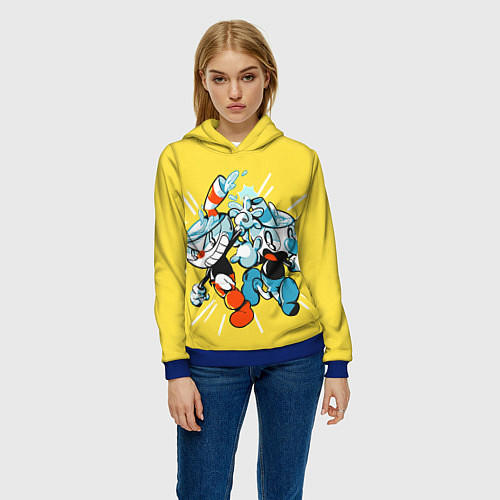 Женская толстовка Cuphead bros / 3D-Синий – фото 3