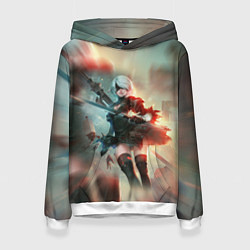 Толстовка-худи женская 2B Nier Automata Z, цвет: 3D-белый