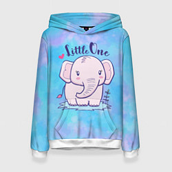Толстовка-худи женская Маленький слоненок, цвет: 3D-белый
