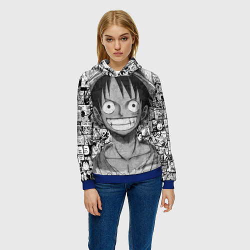 Женская толстовка Луфи улыбается one piece / 3D-Синий – фото 3