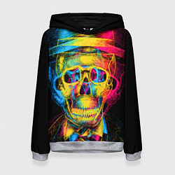 Толстовка-худи женская Череп-анаглиф, цвет: 3D-меланж