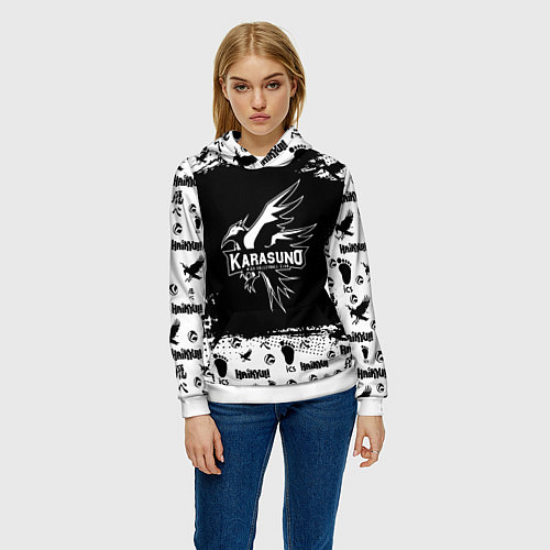 Женская толстовка Старшая школа Карасуно / 3D-Белый – фото 3