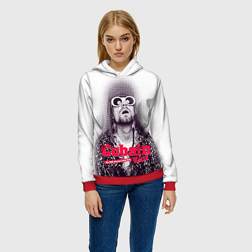 Женская толстовка Kurt Cobain all over / 3D-Красный – фото 3