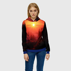 Толстовка-худи женская УТРЕННИЙ РАССВЕТ НАД ОБЛАКАМИ, цвет: 3D-синий — фото 2