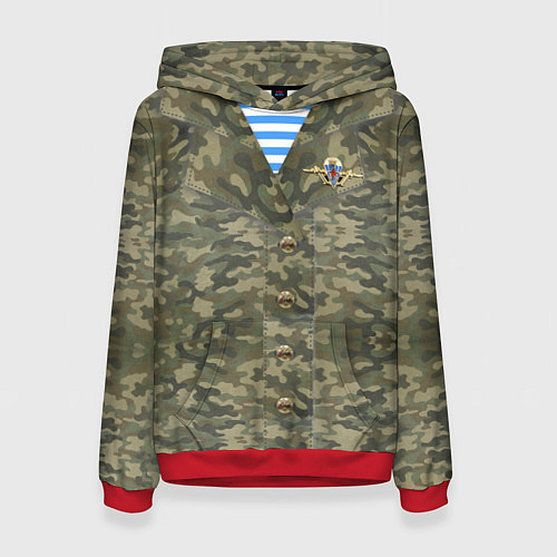 Женская толстовка Камуфляж ВДВ со значком / 3D-Красный – фото 1