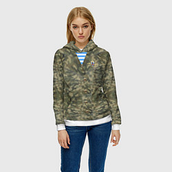 Толстовка-худи женская Камуфляж ВДВ со значком, цвет: 3D-белый — фото 2